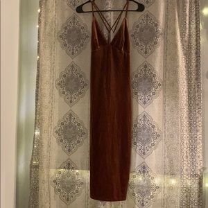 Cotton Candy- Rustic Auburn Midi Dress